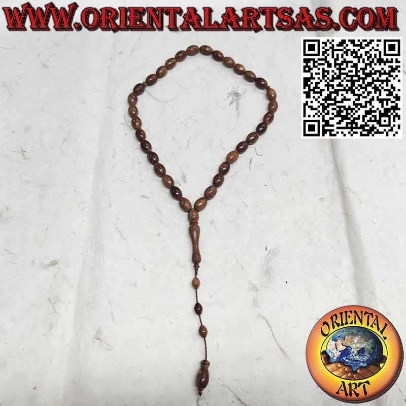 Islamic Tasbih, with 33 beads of 10*15 mm. in seeds of Kuka Koka (Piassava)