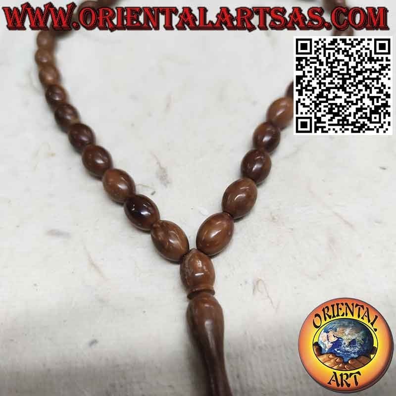 Islamic Tasbih, with 33 beads of 10*15 mm. in seeds of Kuka Koka (Piassava)