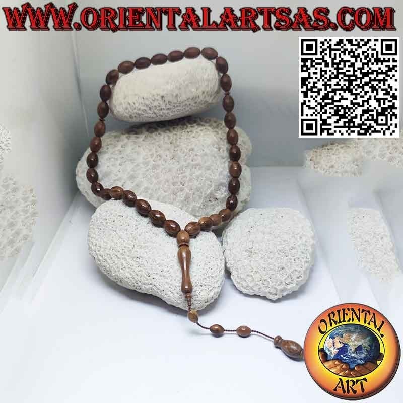 Islamic Tasbih, with 33 beads of 10*15 mm. in seeds of Kuka Koka (Piassava)