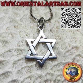 Pendentif en argent, étoile de David ou mieux le bouclier de David, étoile juive