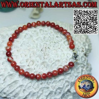 Bracelet boules de cornaline naturelle 6 mm avec fermoir en argent
