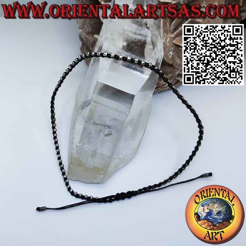 Waxed cord anklet with hypoallergenic 925‰ silver nuggets
