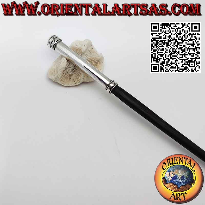 Spillone per capelli in ebano con cappuccio in argento 925 fatto a mano