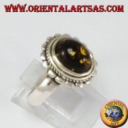 Anillo de plata con Ambra óvalo verde
