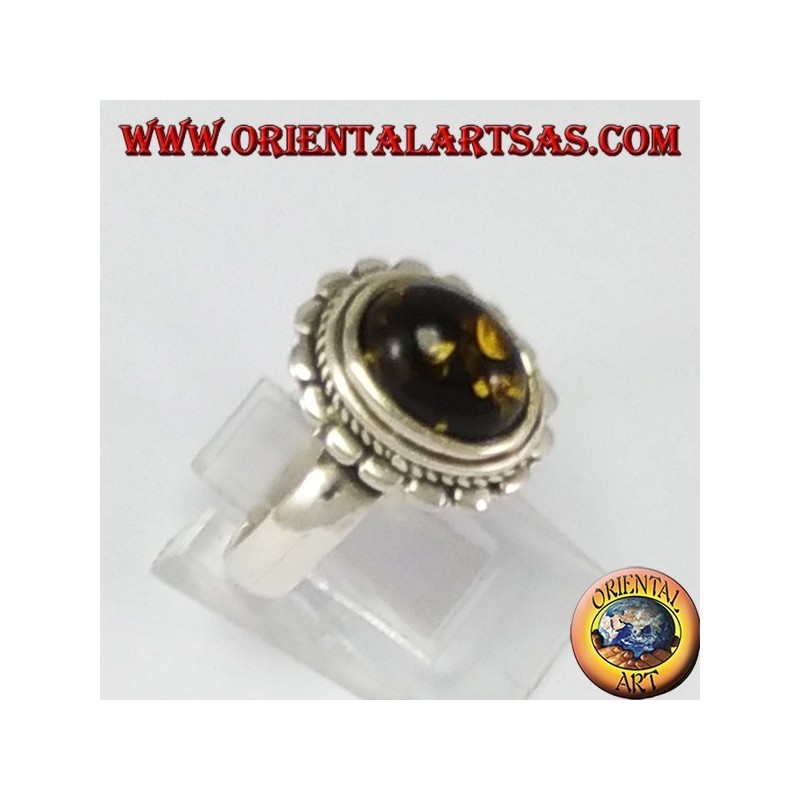 Anillo de plata con Ambra óvalo verde