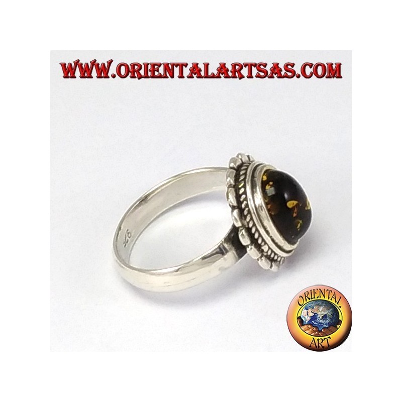 Anillo de plata con Ambra óvalo verde