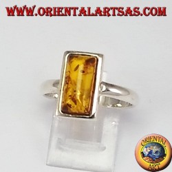 Simple silver rings with rectangular amber