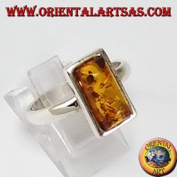 Simple silver rings with rectangular amber