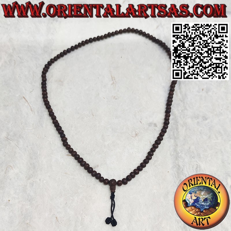 Mala Mālā (Japamālā) rosary of 108 dark 9mm semi bodhi beads.