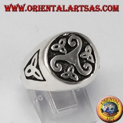 Triskell silver seal ring with tyrone knots