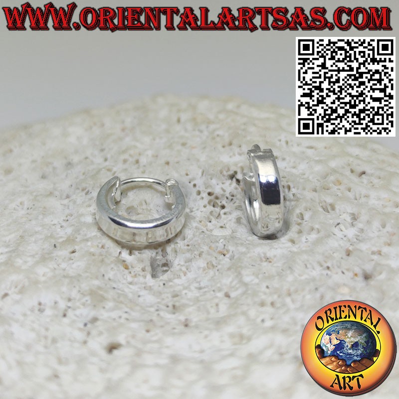 Boucles d'oreilles en argent, cercle plat lisse de 3 mm d'épaisseur, Ø 10 mm