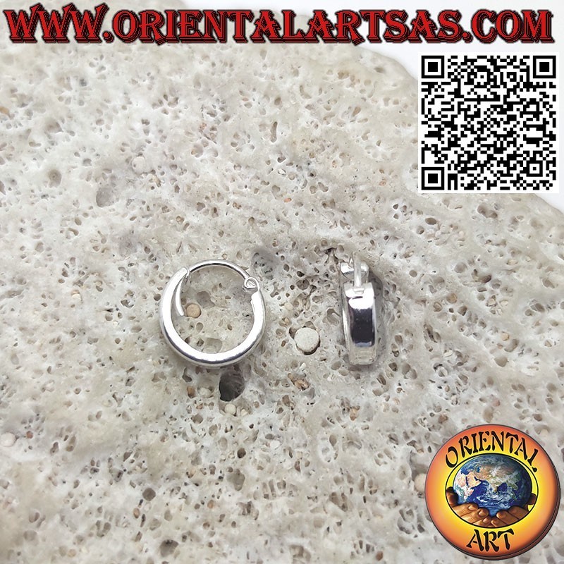 Silberohrringe, 3 mm dicker, flacher, glatter Kreis, 10 mm Ø
