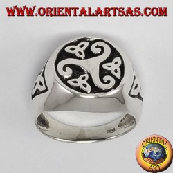 Triskell silver seal ring with tyrone knots