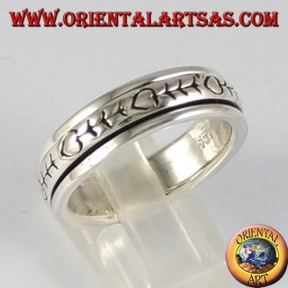 Silver glitter ring Balanced anti-stress swivel