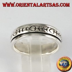 anillo, anillo de bodas de plata antiestrés espina de pescado giratorio