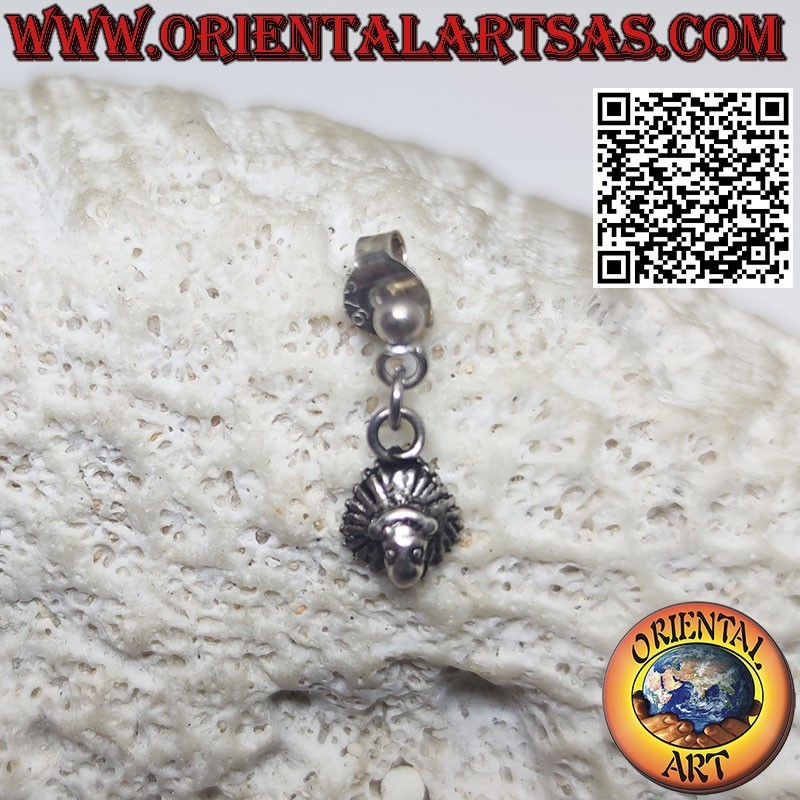 Mini orecchino in argento 925 da lobo con pallino ed indiano pendente