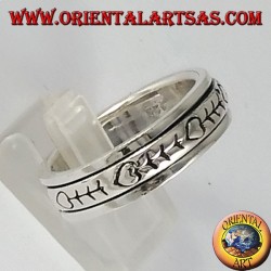 anillo, anillo de bodas de plata antiestrés espina de pescado giratorio