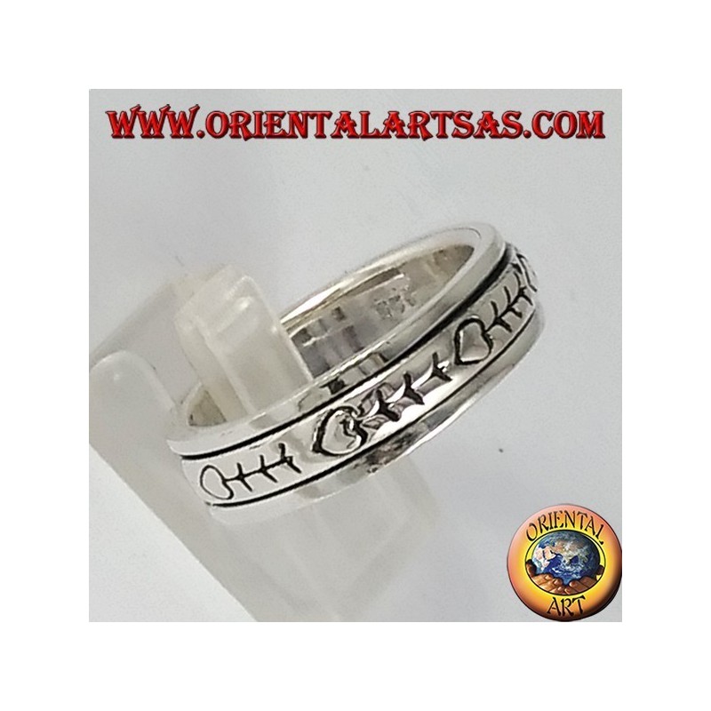 anillo, anillo de bodas de plata antiestrés espina de pescado giratorio