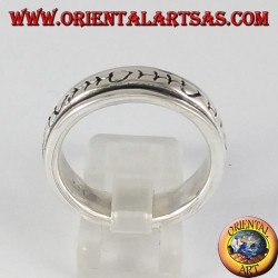 anillo, anillo de bodas de plata antiestrés espina de pescado giratorio