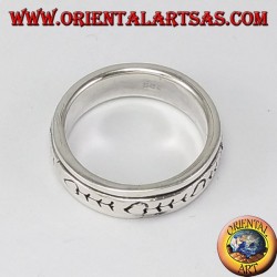 anillo, anillo de bodas de plata antiestrés espina de pescado giratorio