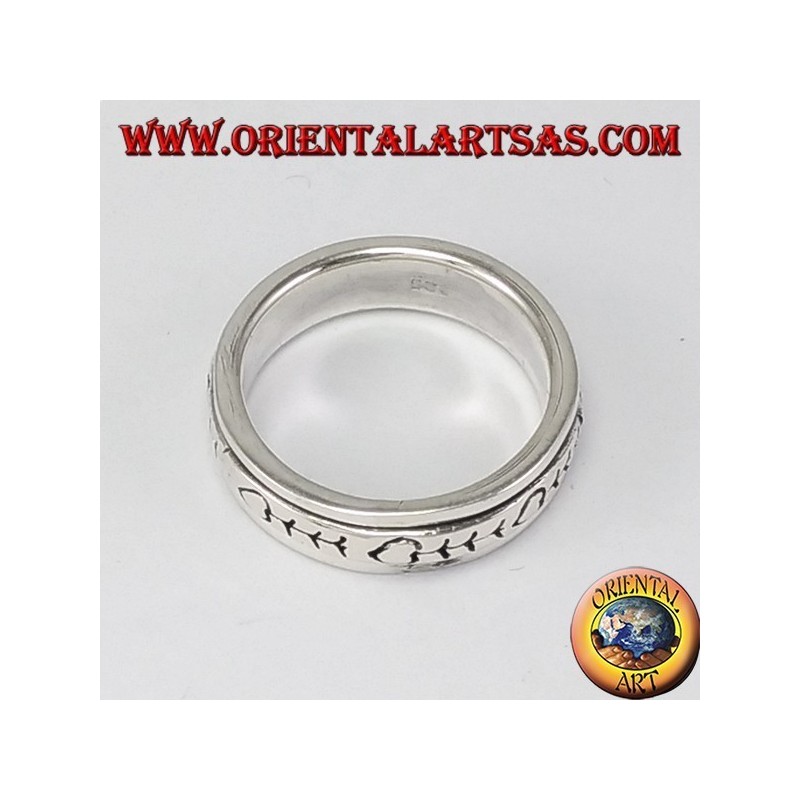 Anello fedina in argento Girevole antistress lisca di pesce