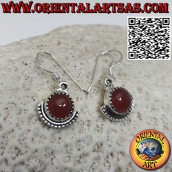 Ohrringe aus 925er Silber mit rundem Karneol und Halbkreis darunter