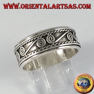 Record Bague en argent pivotant antistress avec des spirales S