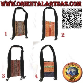 Sac bandoulière à franges en coton et tissus tribaux birmans