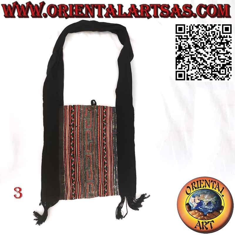 Sac bandoulière à franges en coton et tissus tribaux birmans