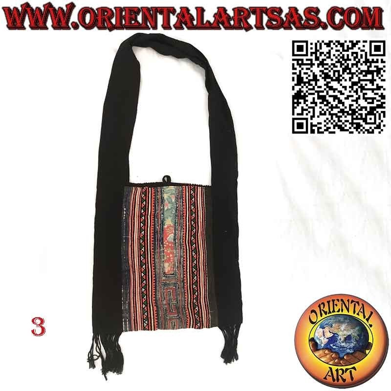 Bolso bandolera con flecos en algodón y tejidos tribales birmanos