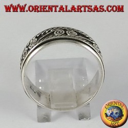 Registro de anillo en plata giratoria antiestrés con espirales S