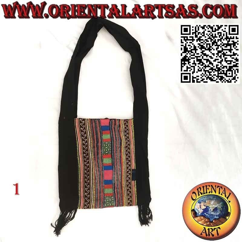 Sac bandoulière à franges en coton et tissus tribaux birmans