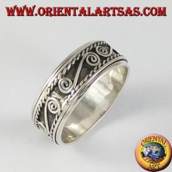 Registro de anillo en plata giratoria antiestrés con espirales S