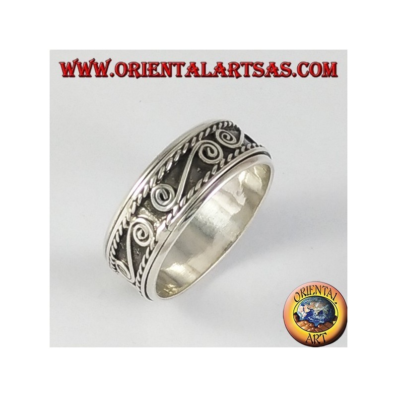 Record Bague en argent pivotant antistress avec des spirales S
