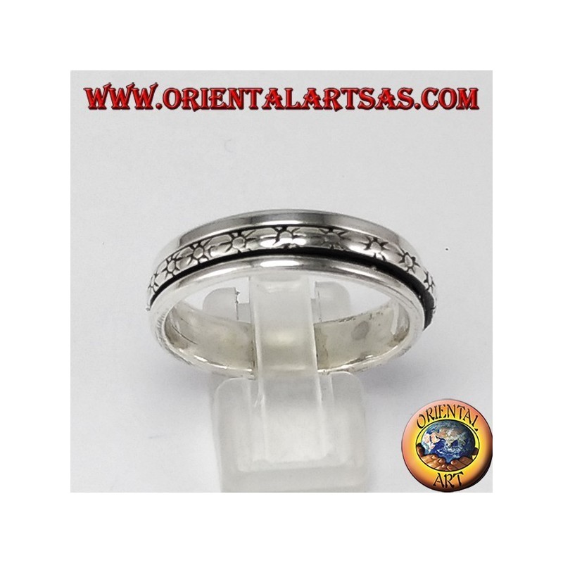Silver swivel ring with sun