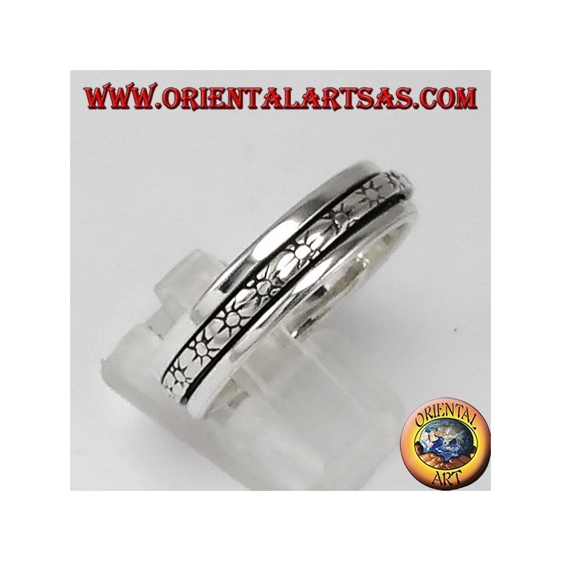 Anello girevole d'argento con sole
