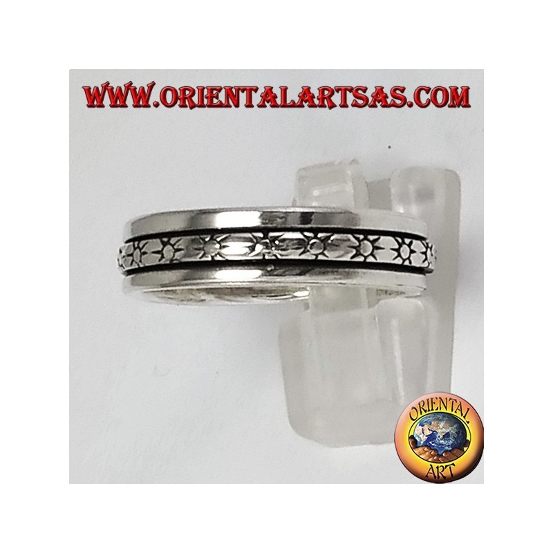 Silber Drehring mit Sonnen
