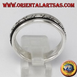 Silver swivel ring with sun