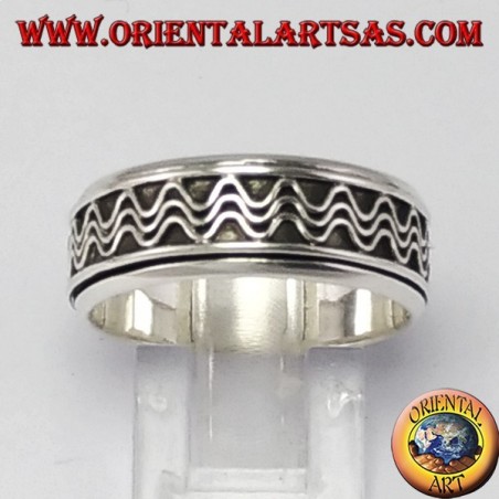 Anello girevole d'argento ( Antistress ) decorazione ad onde
