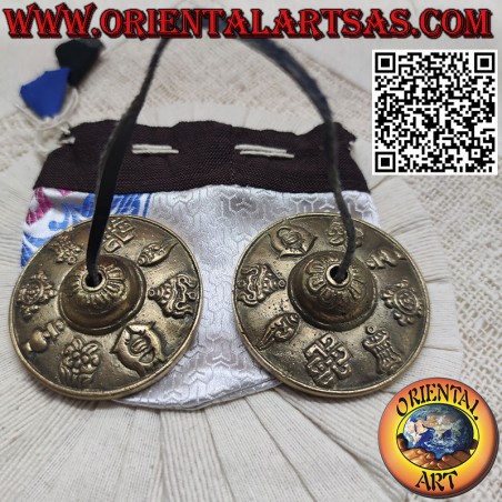 Cymbals in 7 metals with the 8 auspicious symbols in high relief