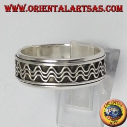 anillo giratorio de plata (estrés) decoración de la onda