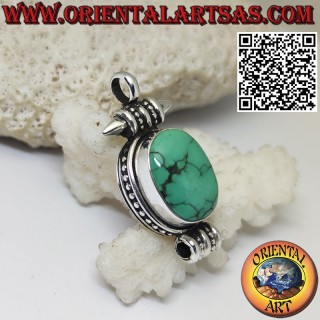 Ciondolo in argento "Gao Kalachakra" contenitore con turchese tibetano antico