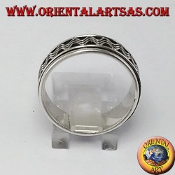 anillo giratorio de plata (estrés) decoración de la onda