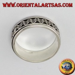 anillo giratorio de plata (estrés) decoración de la onda