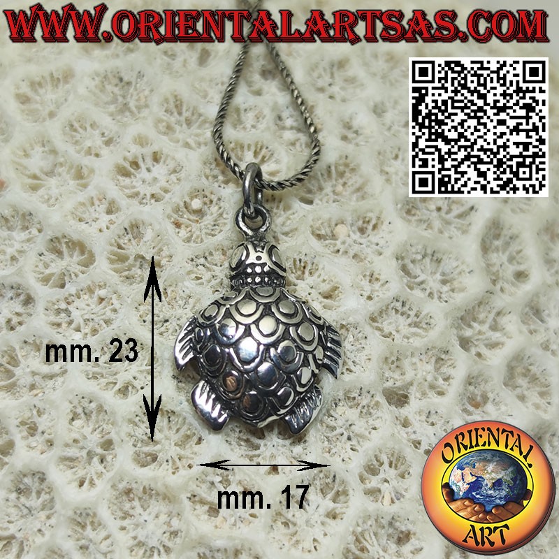 Pendentif en argent tortue de mer Caretta, symbole de résilience