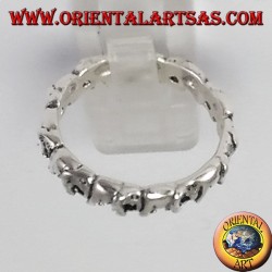 Silver ring, elephants in a row
