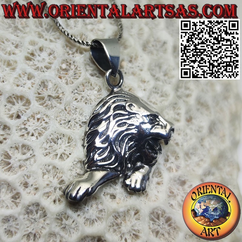 Silver pendant of the lying lion symbol of power and authority