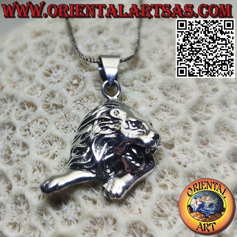 Silver pendant of the lying lion symbol of power and authority