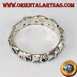 anillo de plata, elefantes en una fila
