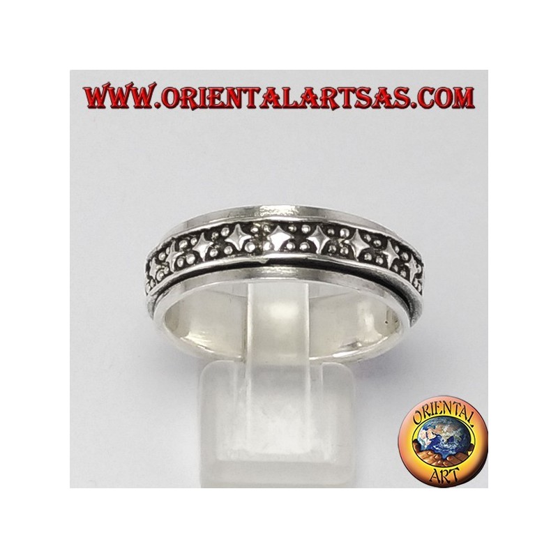 Rotating silver ring (Antistress) rombi decoration